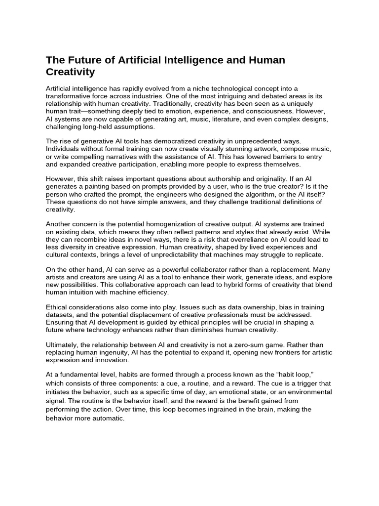 The Future of Artificial Intelligence and Human Creativity | PDF ...