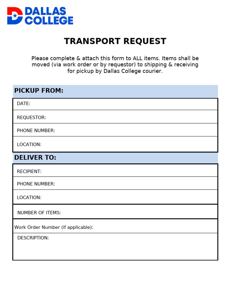 Delivery Request Form | PDF