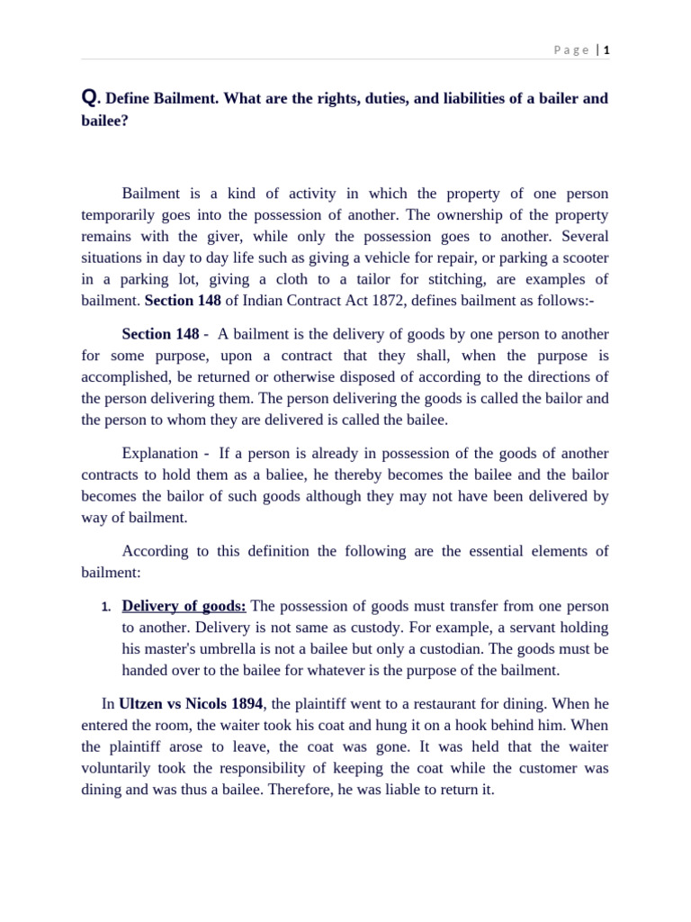 Bailment and Pedge | PDF | Loans | Pawnbroker