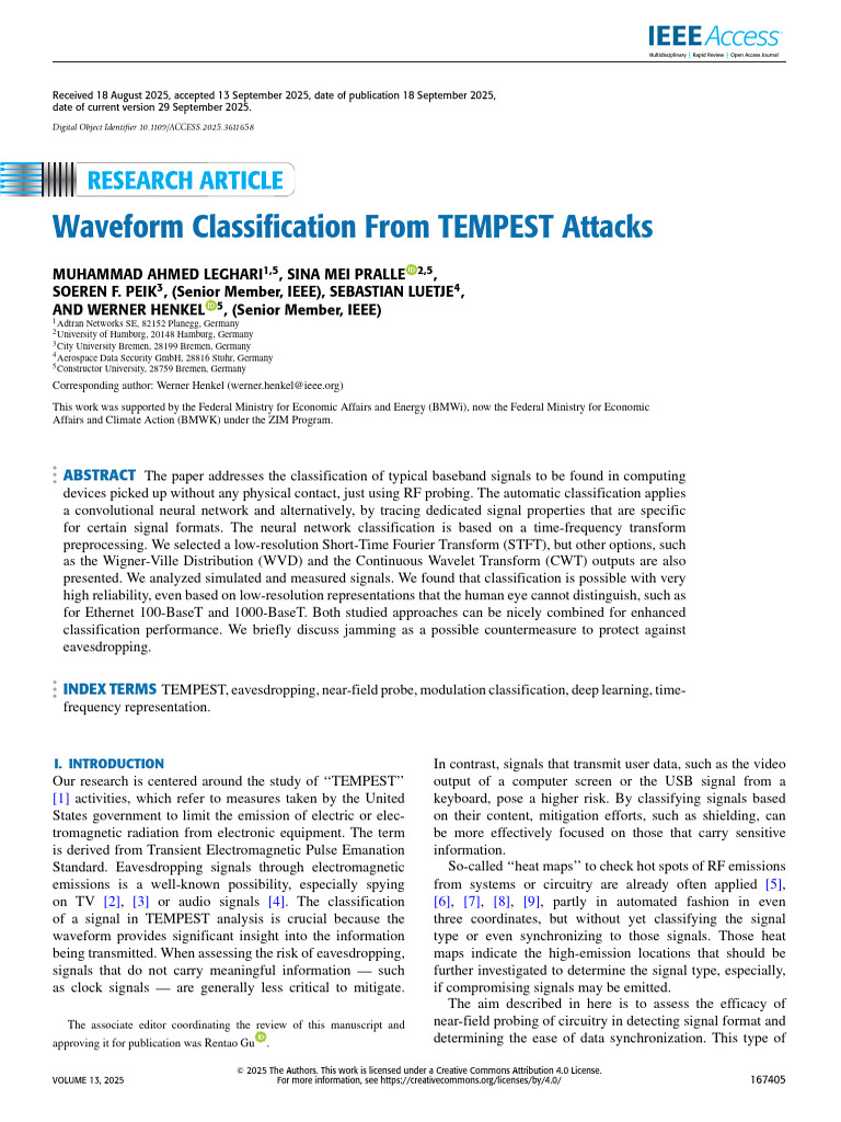 Waveform Classification From TEMPEST Attacks | PDF | Wavelet | Hdmi