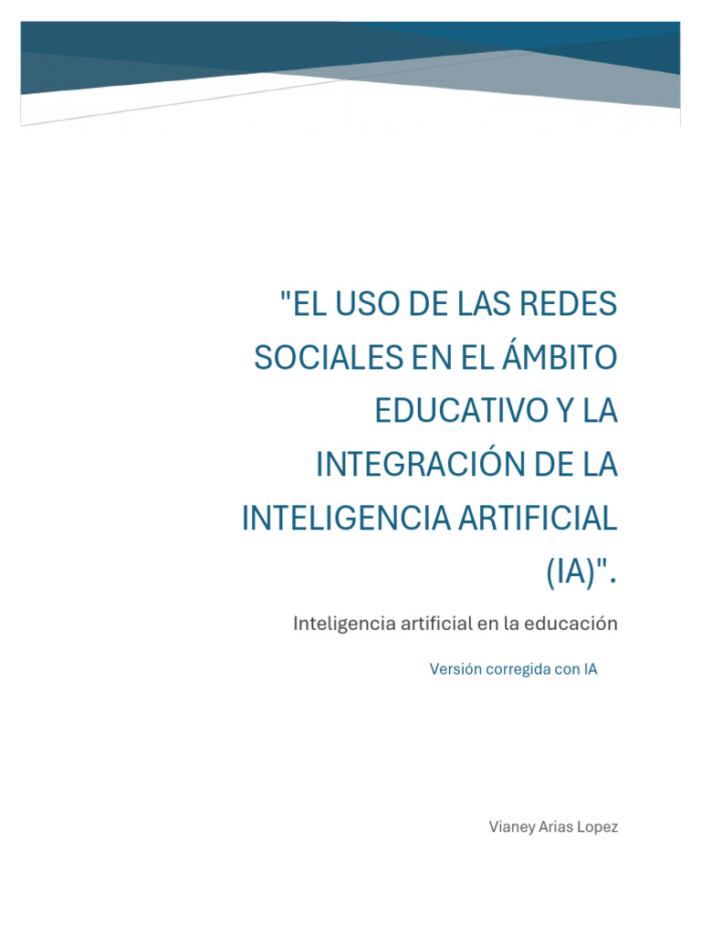 El Uso de Las Redes Sociales en El Ámbito Educativo y La Integración de ...