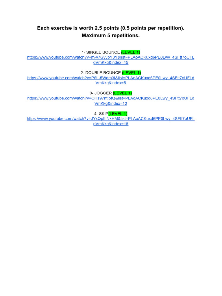 Level 1 Exam Jump Rope | PDF