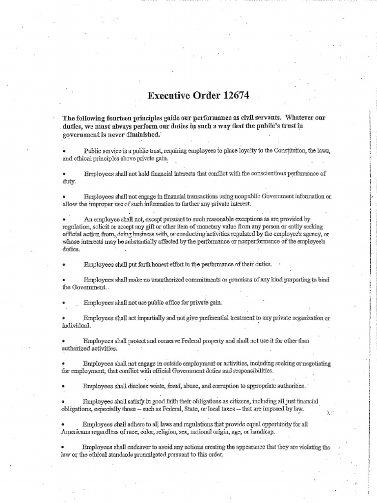 Executive Order 12674 | PDF