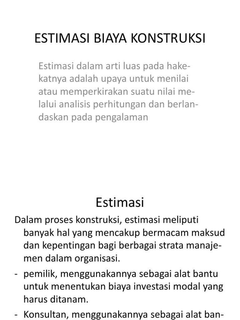 Estimasi Biaya Konstruksi