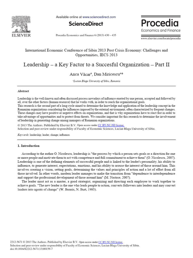 Leadership - A Key Factor To A Succesful Organizat | PDF | Leadership ...
