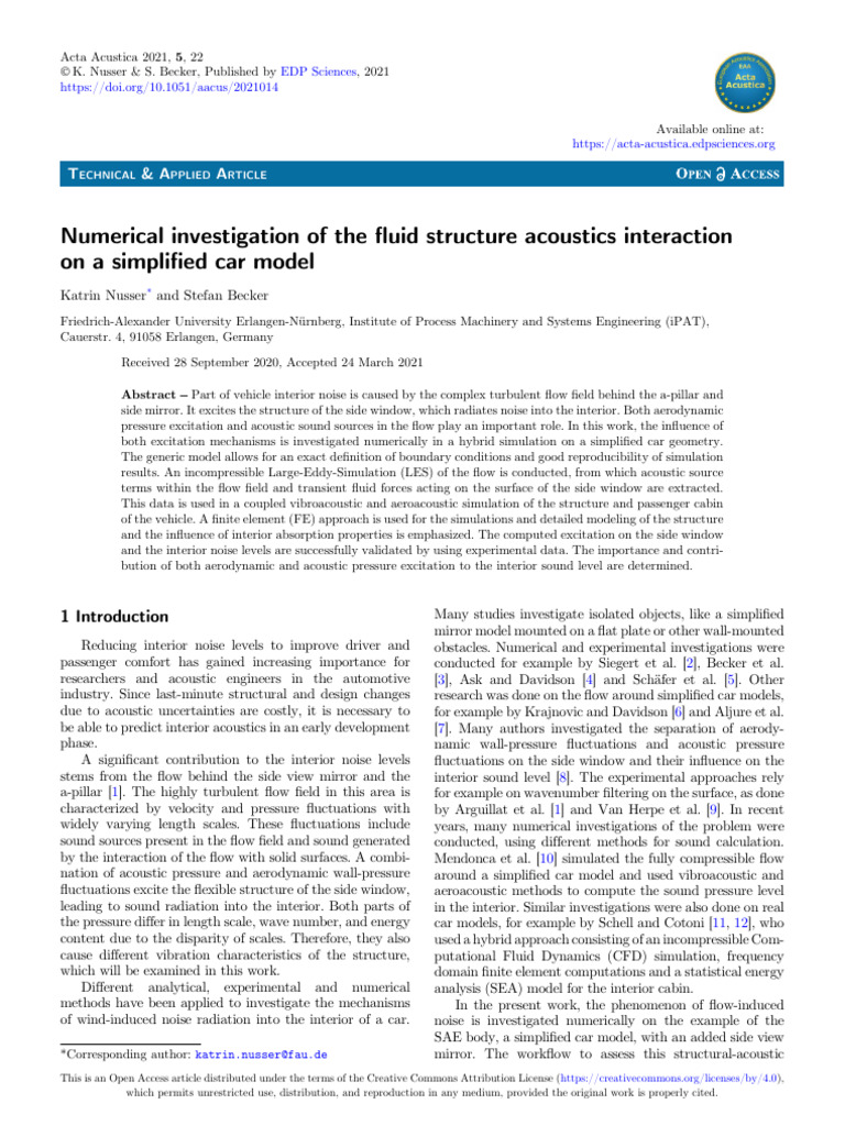 Numerical Investigation of The Fluid Structure Aco | PDF | Fluid ...