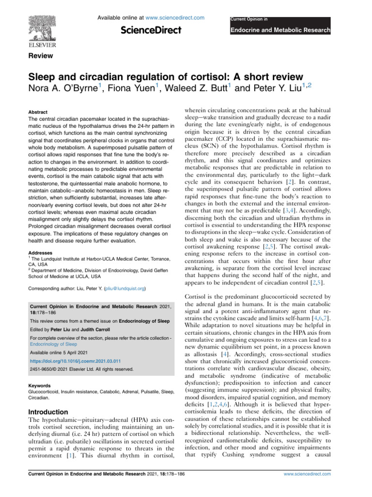Sleep and Circadian Regulation of Cortisol | PDF | Circadian Rhythm ...