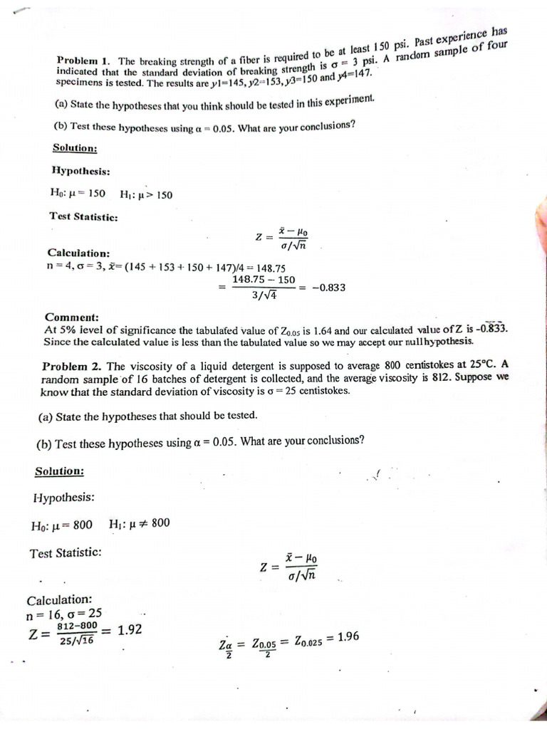 Hypothesis Math Problem | PDF