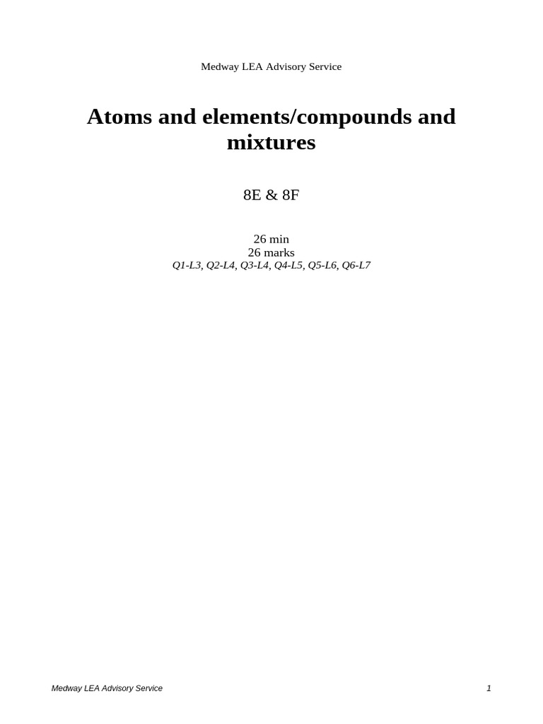 Atoms and Elements and Compounds and Mixtures 1 | PDF | Oxide ...