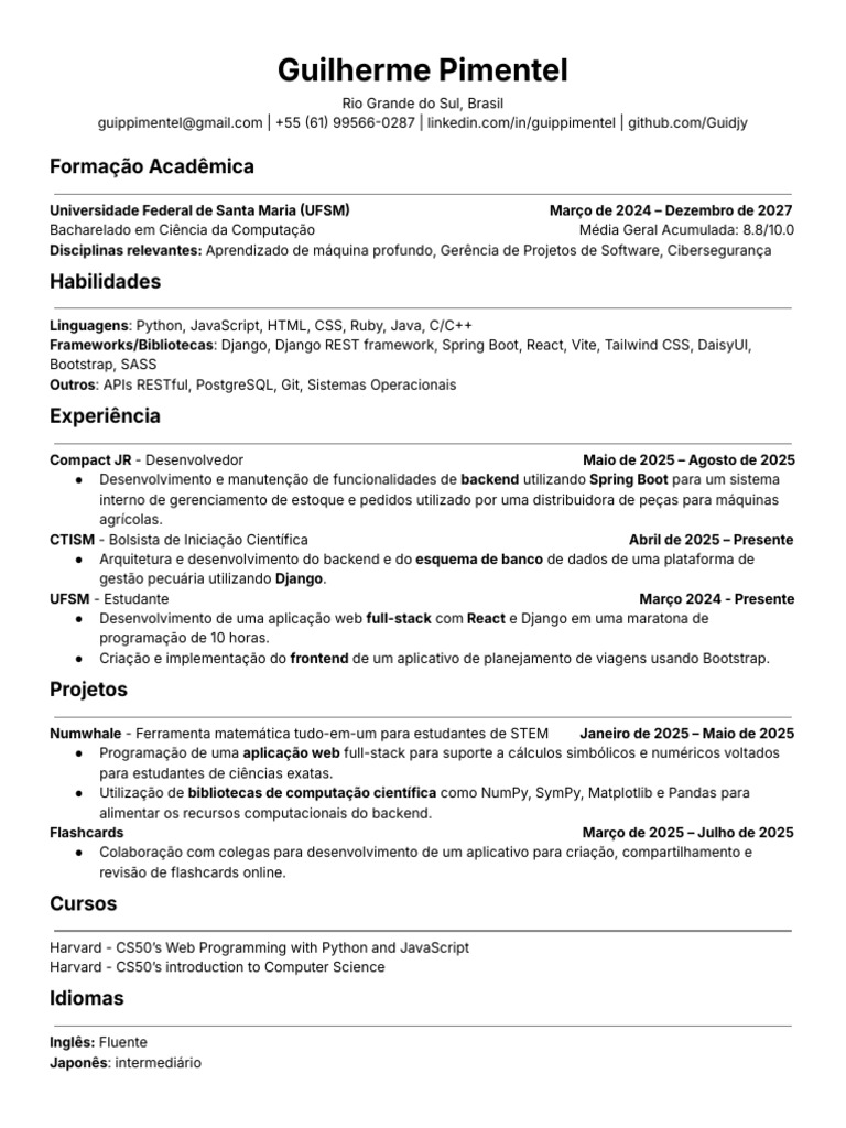 Português CV | PDF | Framework de software | Script Java