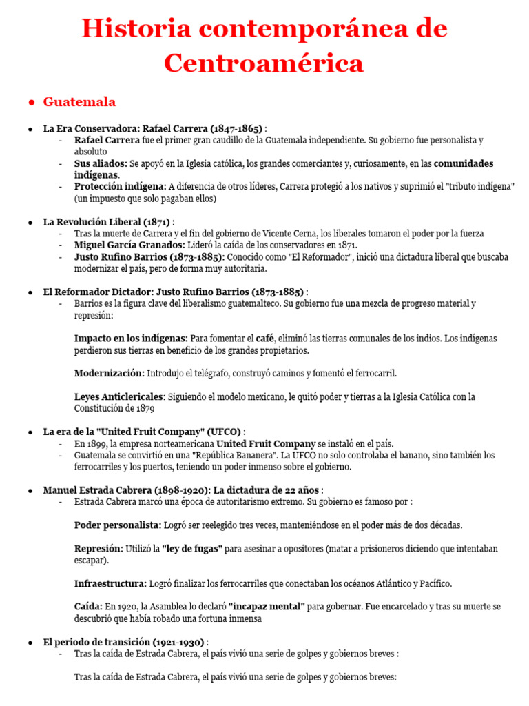 Historia Contemporánea de Centroamérica | PDF | Guatemala | Honduras