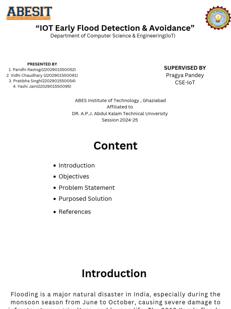 IOT Early Flood Detection & Avoidance | PDF | Internet Of Things | Flood