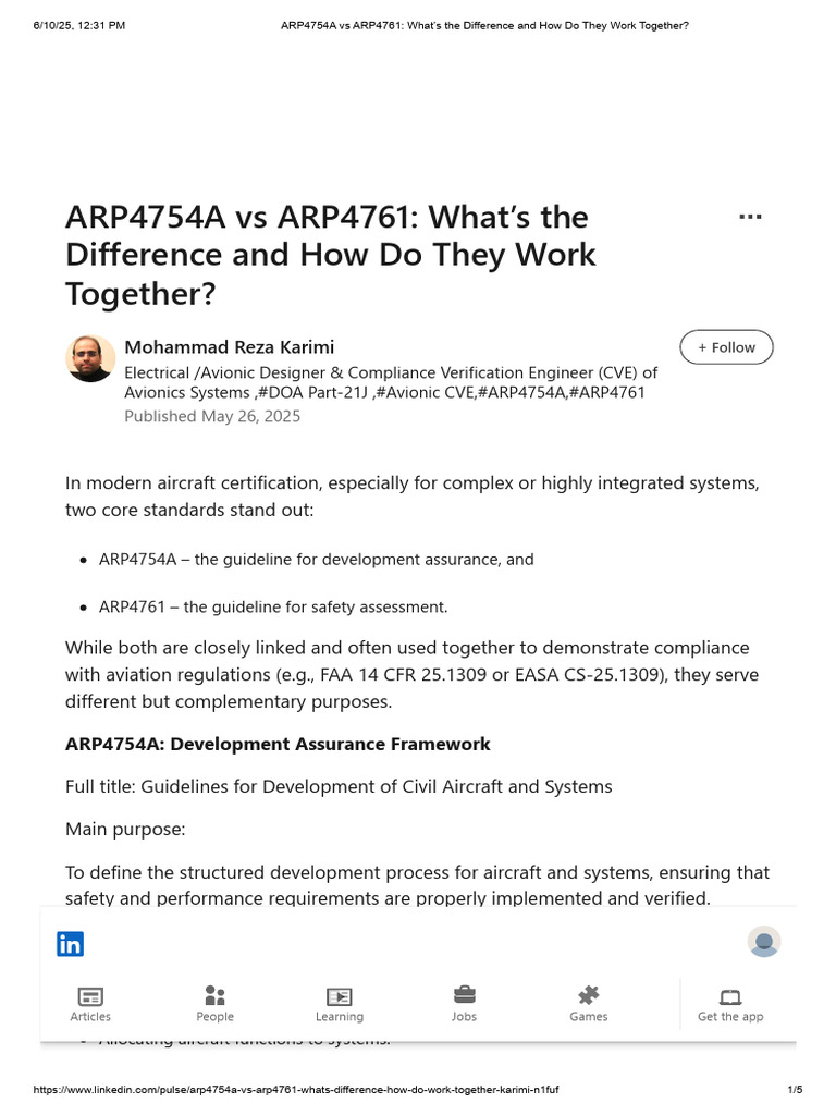 ARP4754A Vs ARP4761 - What's The Difference and How Do They Work ...