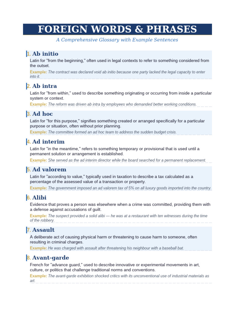 Foreign Words and Phrases Styled | PDF