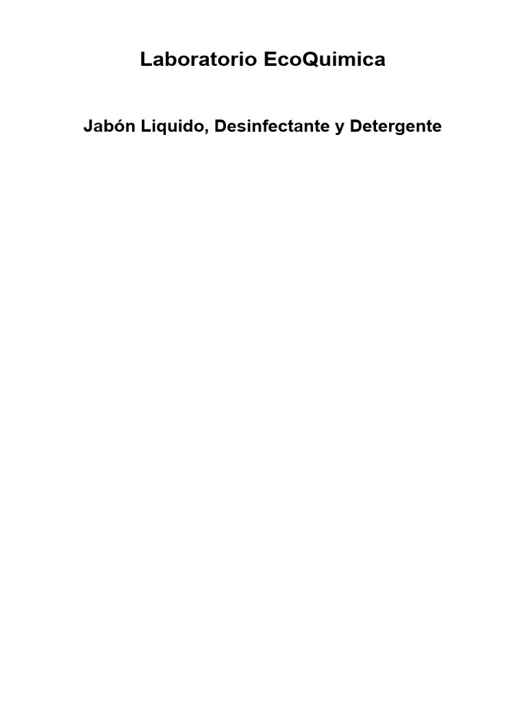 Informe de Proyecto Ecoquimica Detergente | PDF | Jabón