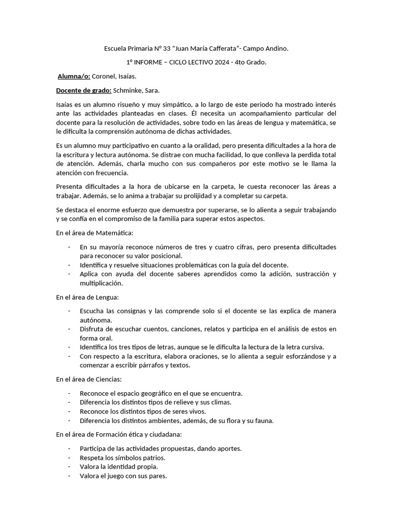 Informe 2 | PDF | Educación primaria | Maestros