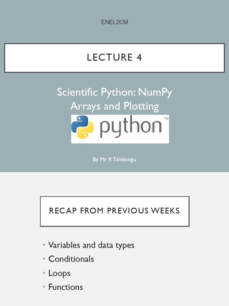 Lecture 4 - NumPy Arrays and Plotting | PDF | Computer Science ...