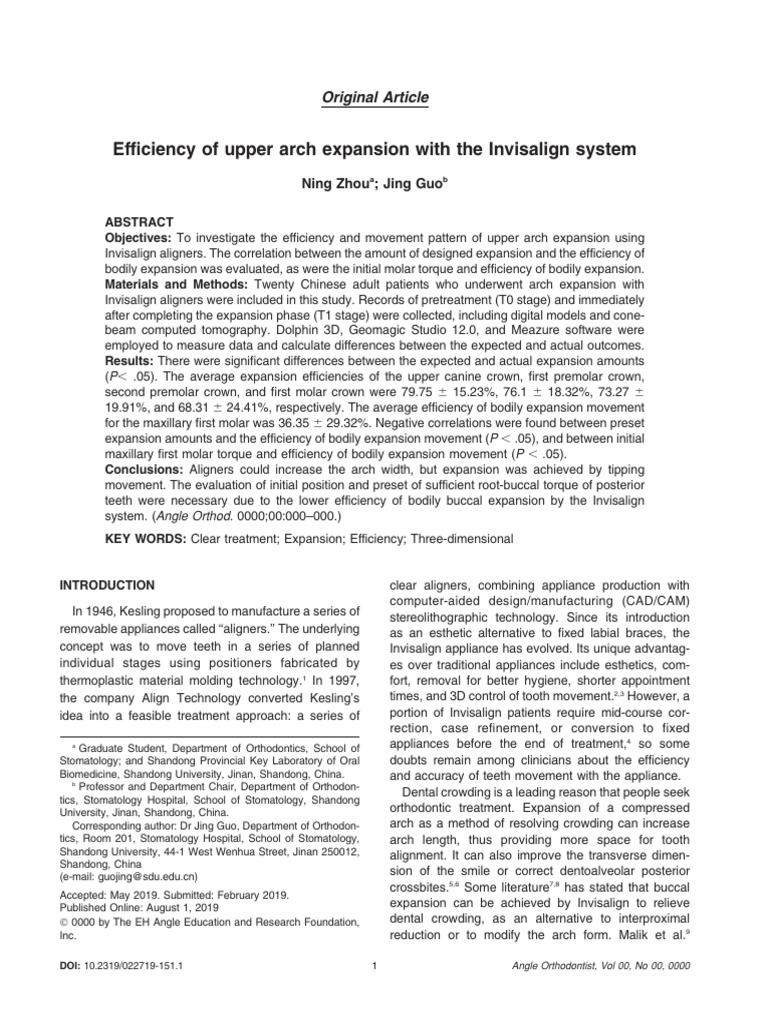 Efficiency of Upper Arch Expansion With The Invisalign System | PDF ...