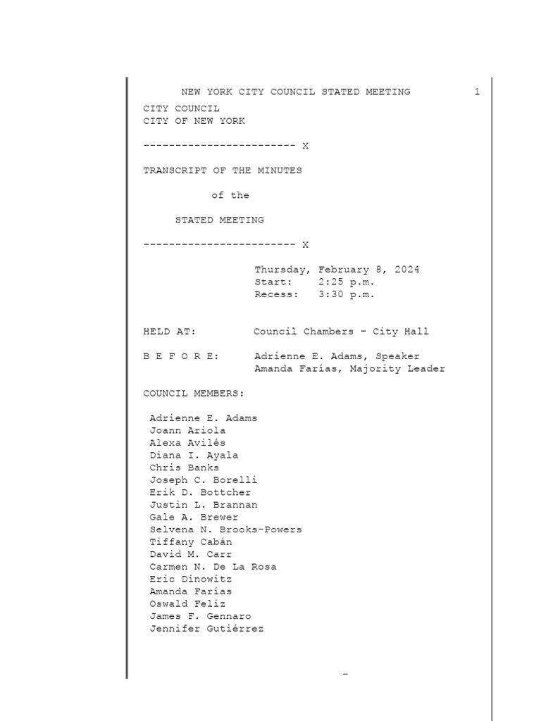 Hearing Transcript - Stated Meeting 2-8-24 | PDF | Rudy Giuliani