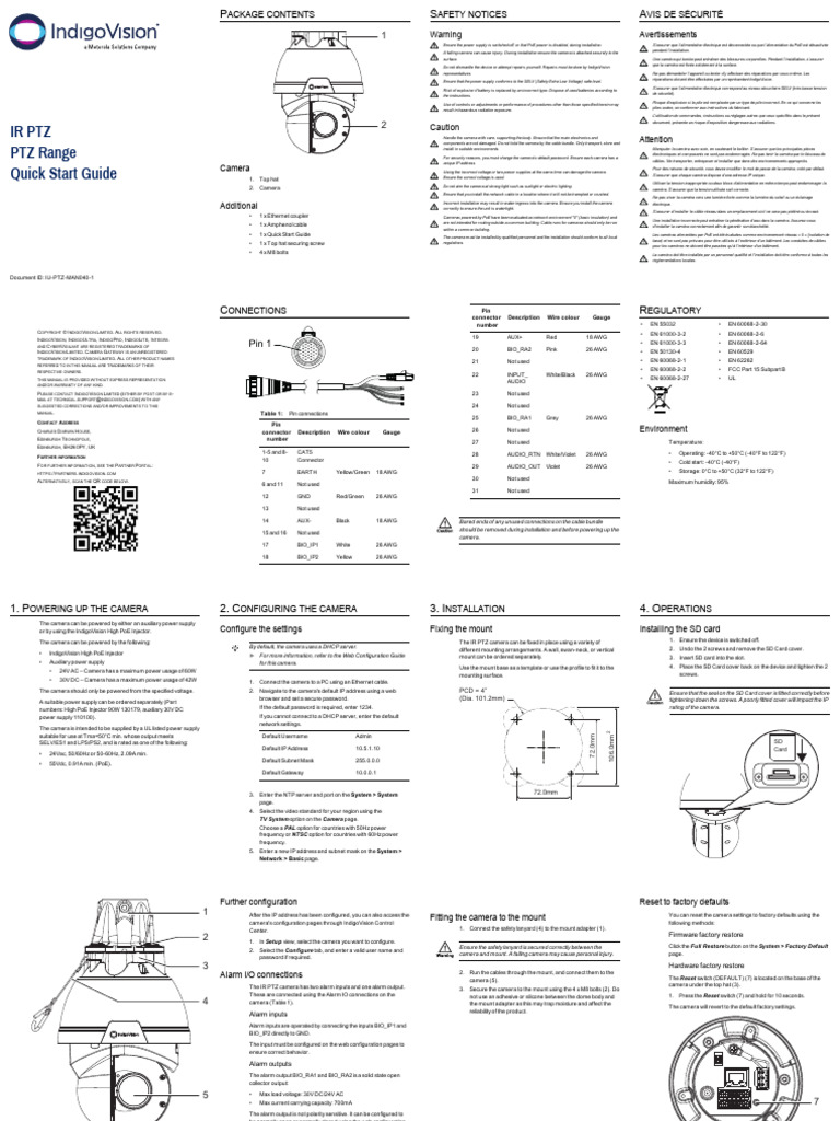 IRPTZCameras QuickStartGuide | PDF | Tension électrique | Électromagnétisme