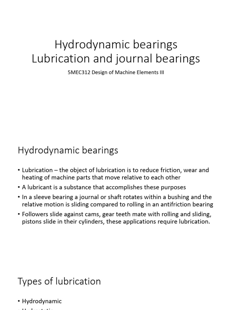 Hydrodynamic Bearings | PDF | Bearing (Mechanical) | Fluid Dynamics