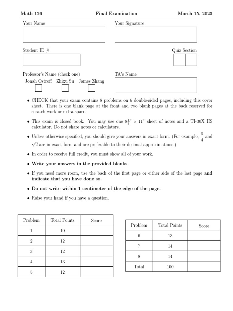 M 126 Final Win 2025 | PDF