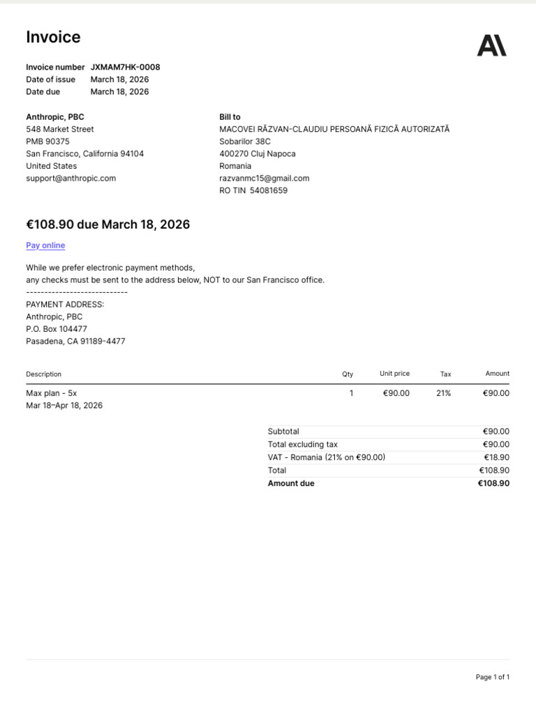 Invoice JXMAM7HK 0008 | PDF