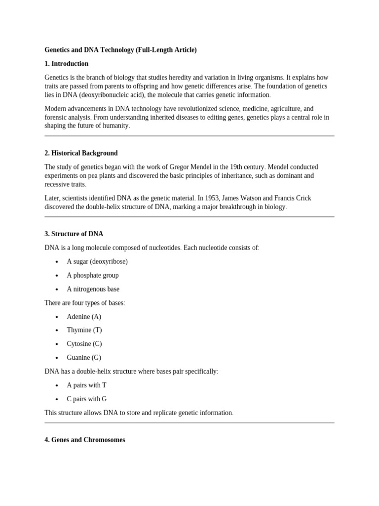 Genetics and Dna Technology | PDF | Genetics | Dna
