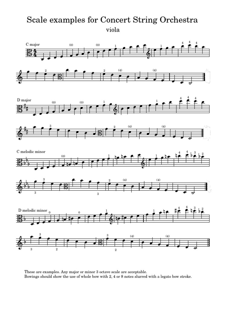 Viola Scale Examples For Concert String Orchestra | PDF | Viola | Music ...