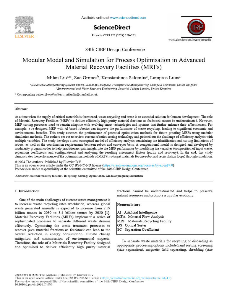 Modular Model and Simulation-2024 | PDF | Simulation | Recycling