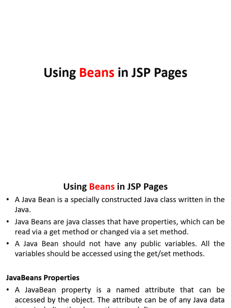 Using Beans in JSP | PDF | Computer Science | Programming Paradigms
