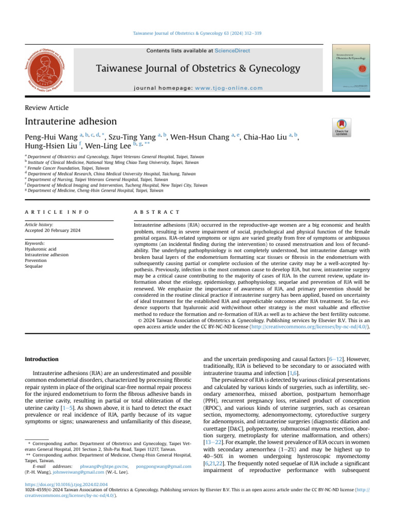 TJOG 2024 Biasa - Intrauterine Adhesion | PDF | Wound Healing ...