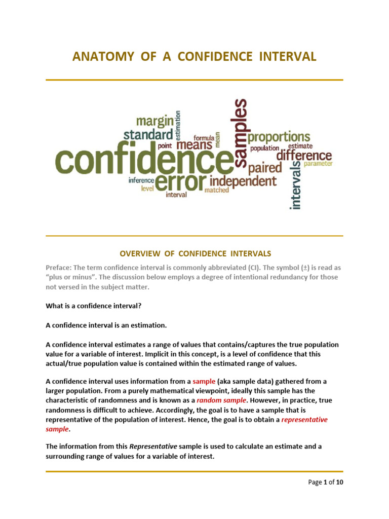 Anatomy of A Confidence Interval (Full) | PDF | Confidence Interval ...