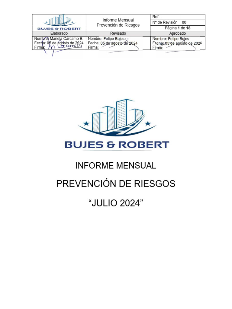 Formato de Informe Mensual de Prevención de Riesgos | PDF | Seguridad y ...