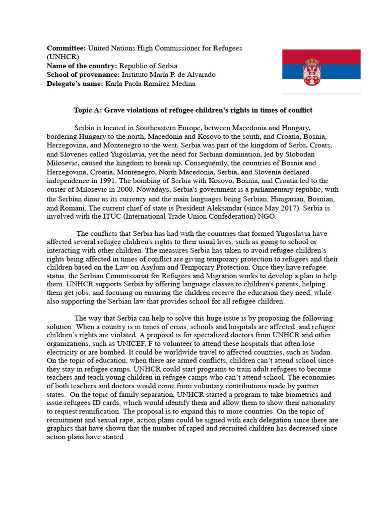 Example of Position Paper | PDF | United Nations High Commissioner For ...
