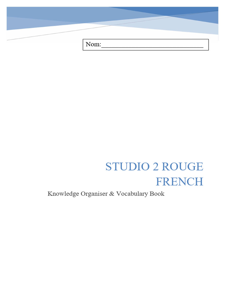 Studio 2 Rouge Knowledge Organiser and Revision | PDF