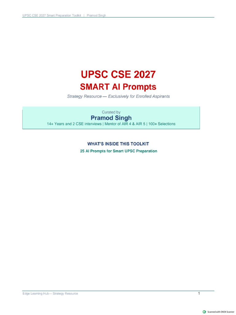25 AI Prompt For CSE Preparation | PDF