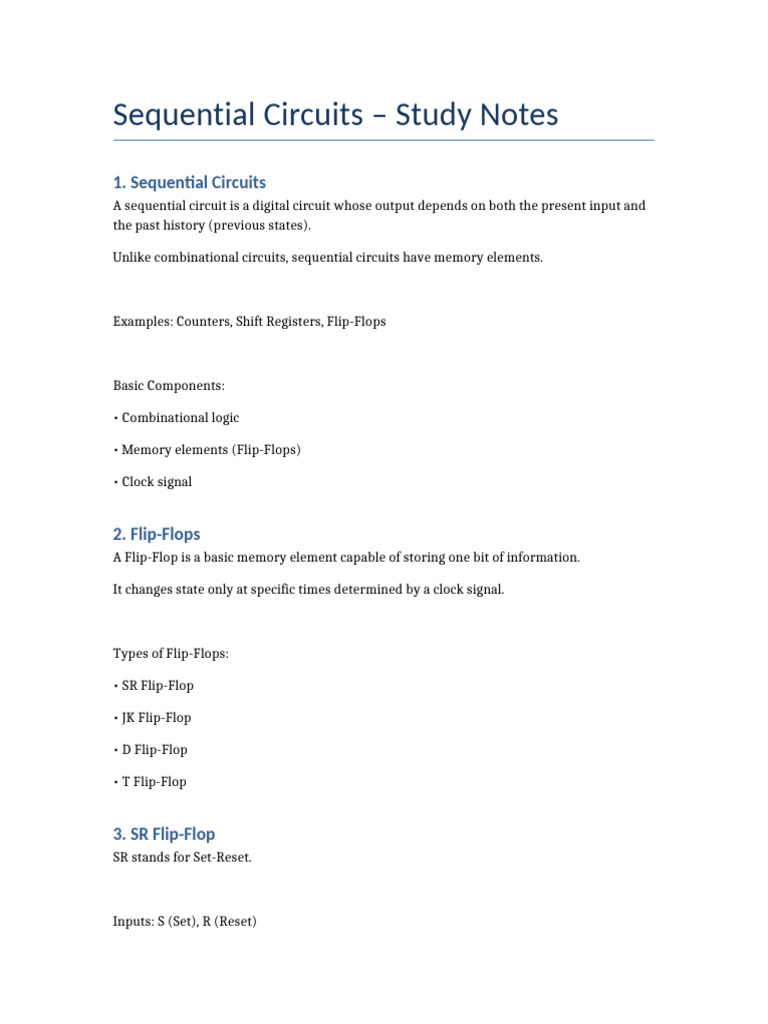 Sequential Circuits Flipflop Notes | PDF | Electrical Circuits ...
