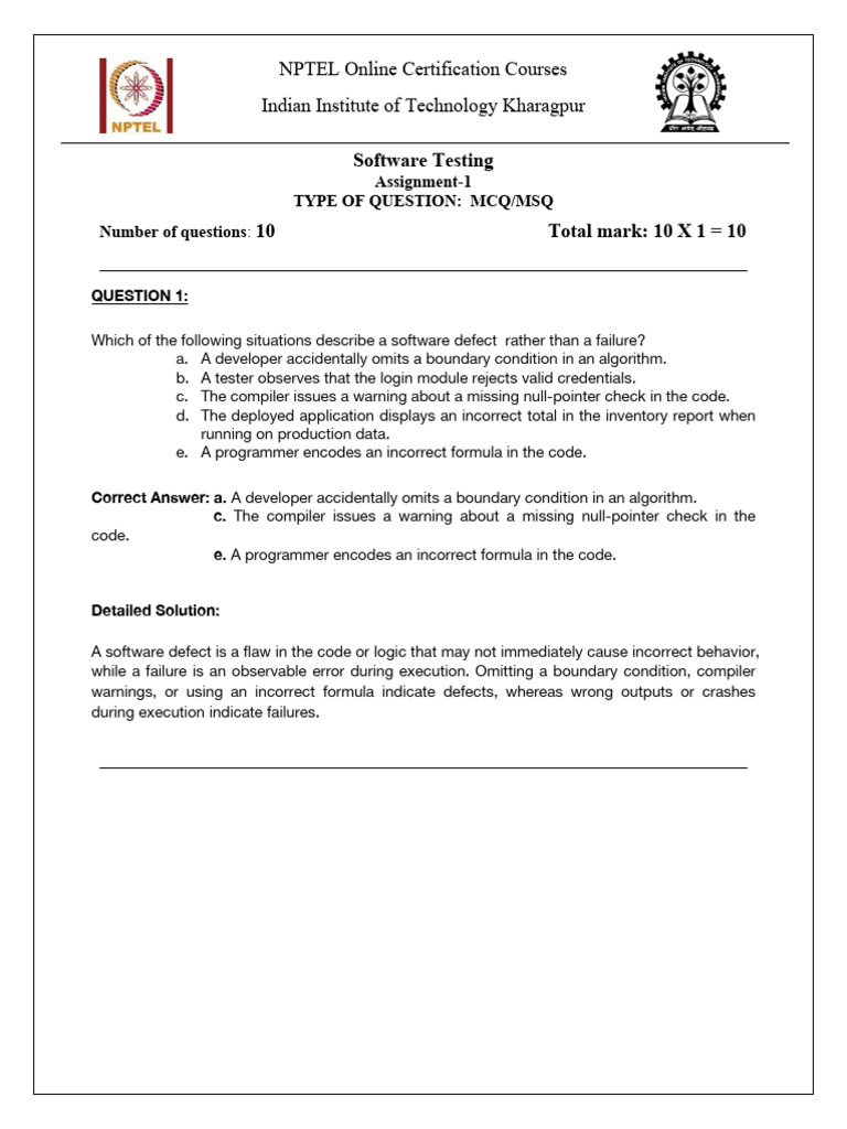 Week 01 Assignment 01 Solution | PDF | Software Testing | Unit Testing