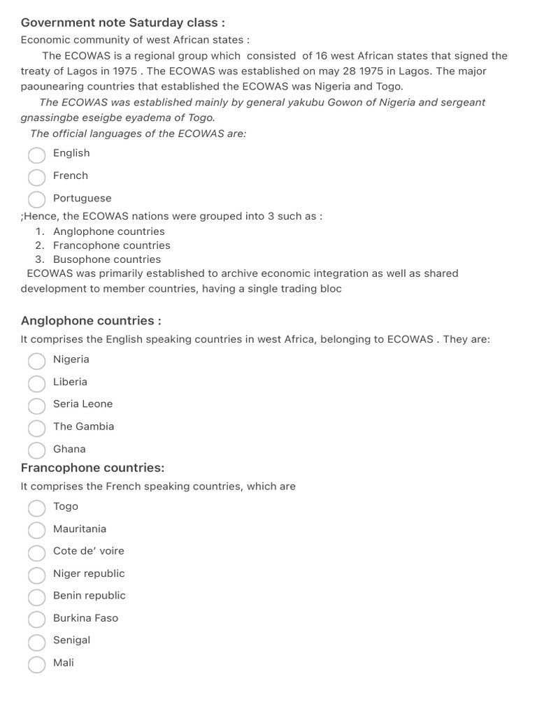Government Note Saturday Class | PDF | United Nations | International ...