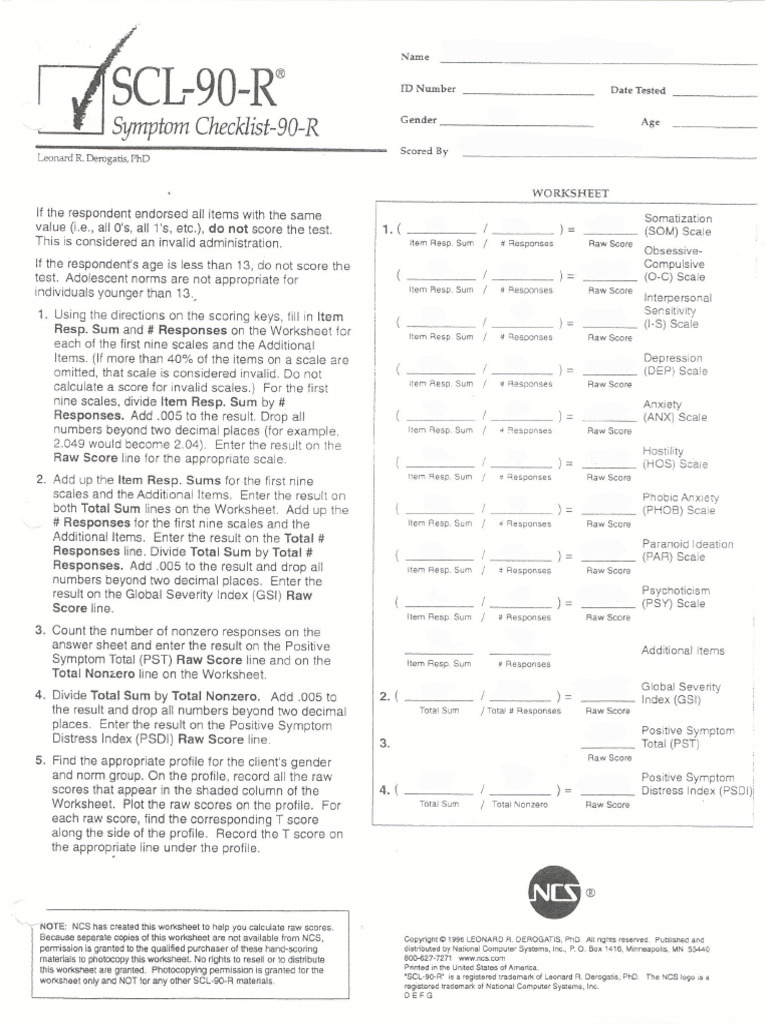 SCL Worksheet | PDF