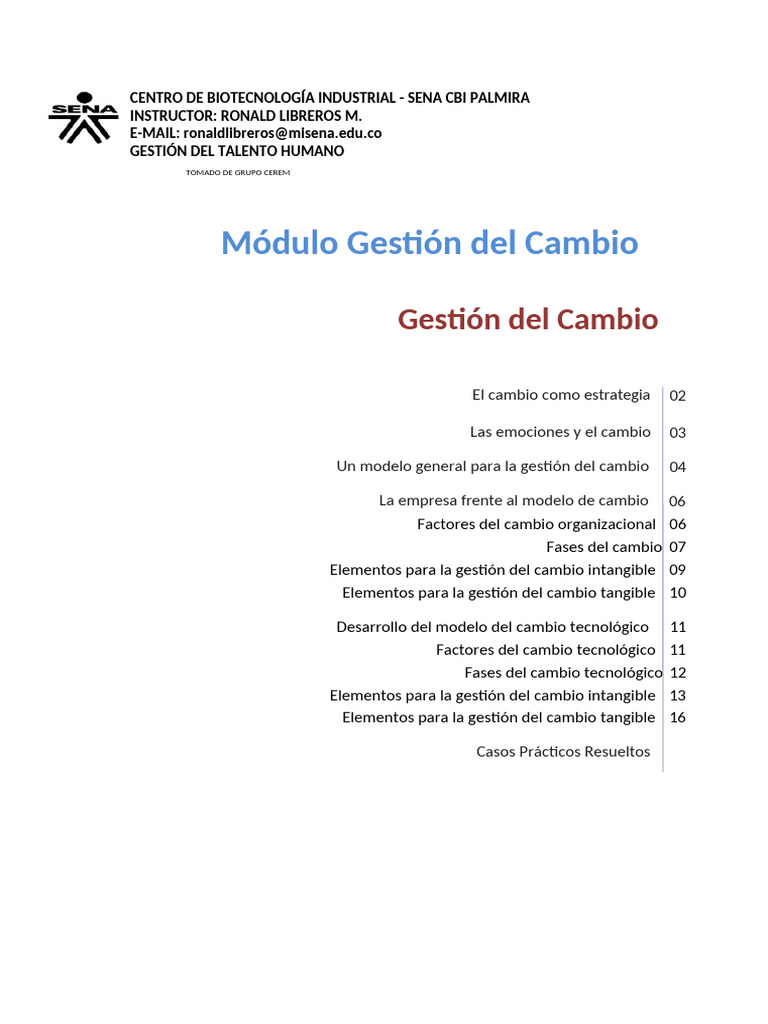 Gestion Del Cambio | PDF | Business | Planificación