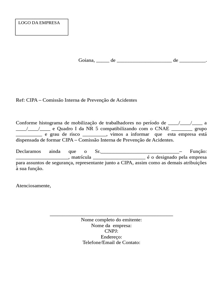Modelo de Carta Designado Cipa | PDF