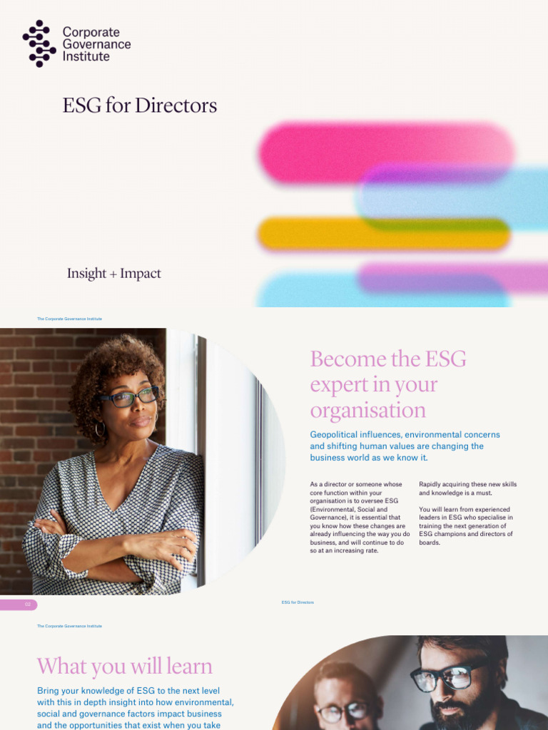TCGI - ESG For Directors Brochure | PDF | Governance | Knowledge