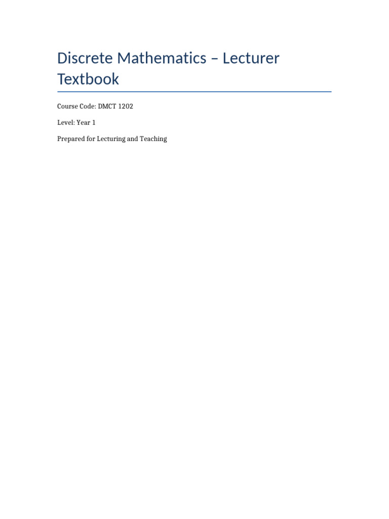 Discrete Mathematics Lecturer Textbook | PDF | Discrete Mathematics ...