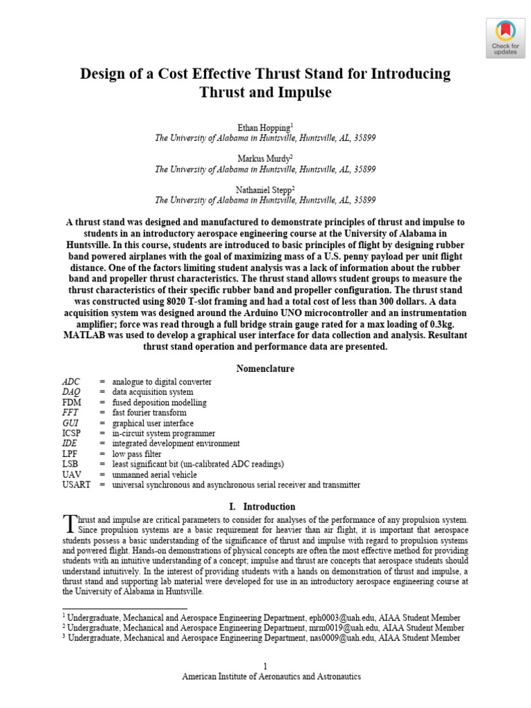 Cost Effective Thrust Stand For Introducing Thrust and Impulse | PDF ...
