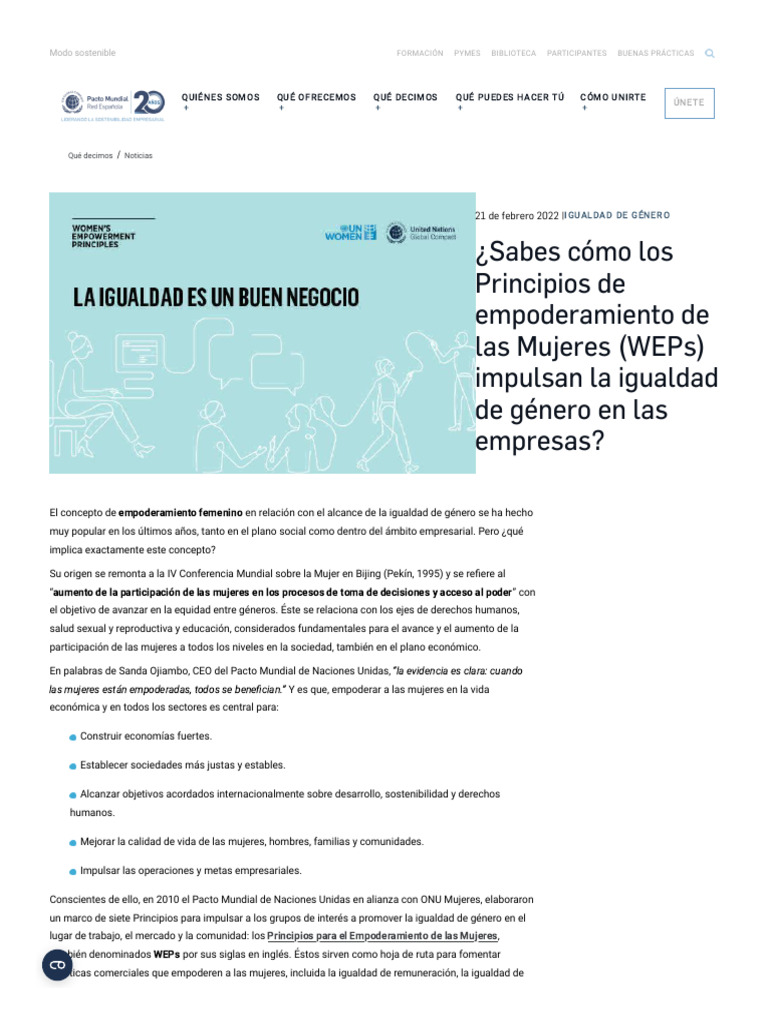 Los Siete Principios para El Empoderamiento de Las Mujeres Pacto ...