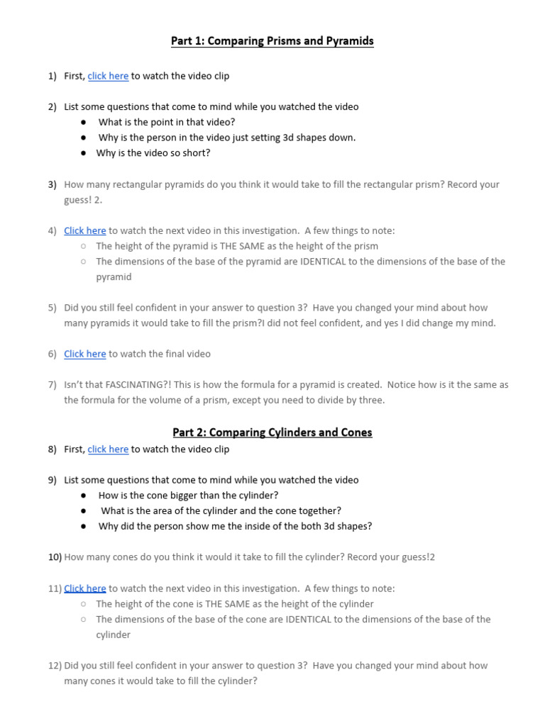 Investigation Volume Formulas | PDF | Sphere | Volume