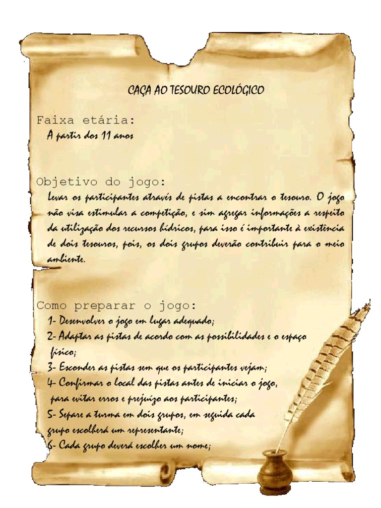 Regras caça ao tesouro ecologico
