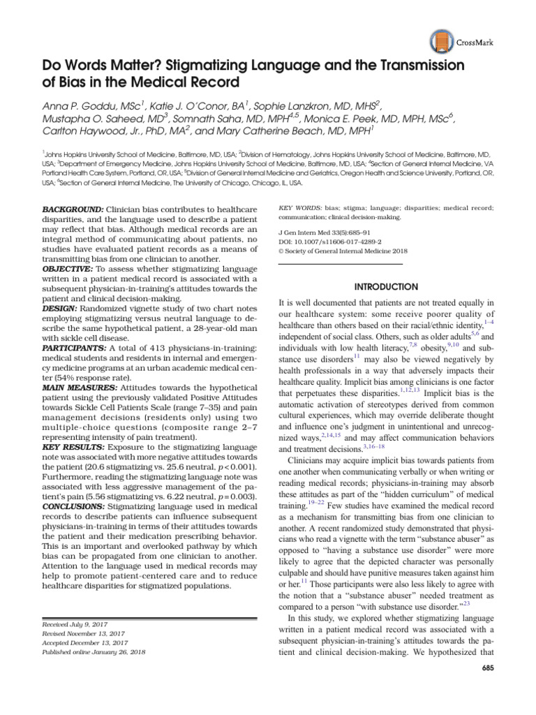 Stigmatizing Language and Bias | PDF | Attitude (Psychology) | Social ...